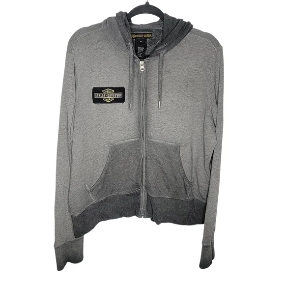 Harley Davidson Womens Embroidered Eagle Zippered Hooded Jacket Size XL - Picture 2 of 8
